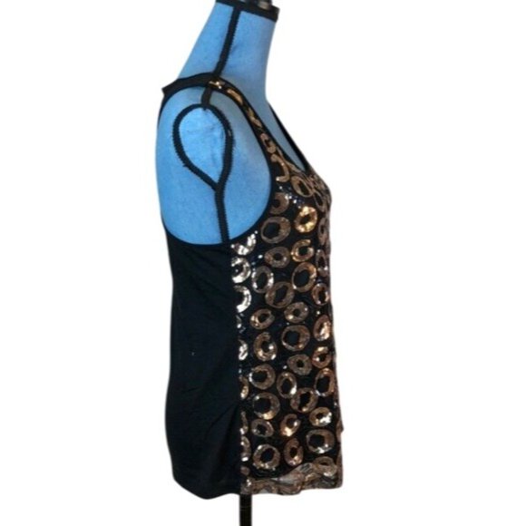 Dots Black & Gold Sequin Racerback Tank Top Medium - Picture 3 of 4